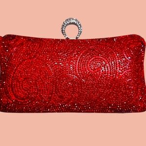 Elegant Red Crystal Clutch